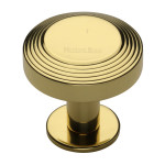 M Marcus Heritage Brass Ridge Design Cabinet Knob with Rose 38mm 